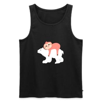 Sloth Lazy Polar Bear Bear Sleeping Lying tired - Men's Premium Organic Tank Top - black - Front - AI Model Male 178 light (178cm)