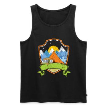 camping - Men's Premium Organic Tank Top - black - Front - AI Model Male 178 light (178cm)