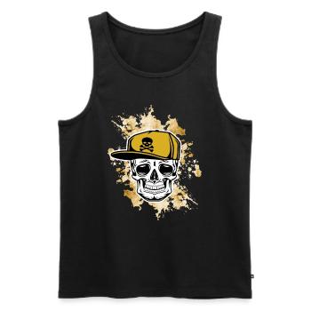 Skull Baseball Cap Gold Skull Skater Old School - Men's Premium Organic Tank Top - black - Front - Michal (187cm)