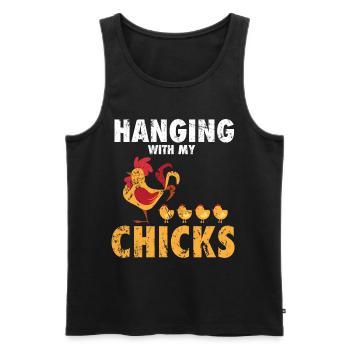 Chicken - Men's Premium Organic Tank Top - black - Front - Michal (187cm)
