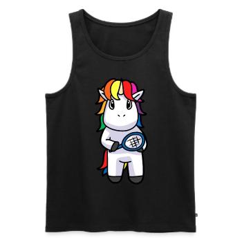 Tennis Tennis Player Unicorn Mythical Animal Sport Animals - Men's Premium Organic Tank Top - black - Front - AI Model Male 178 light (178cm)