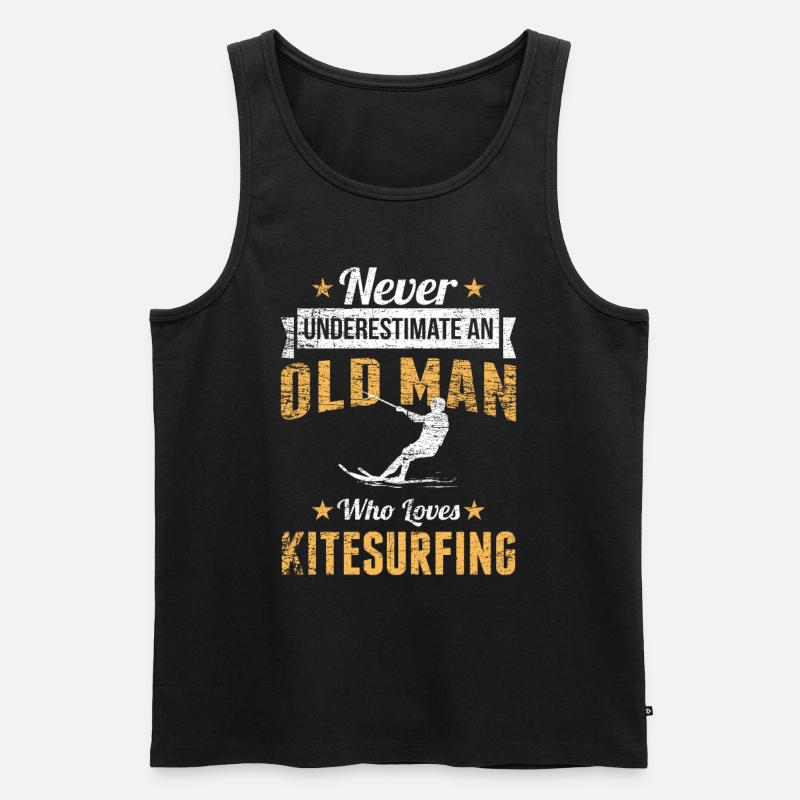 Alter Mann Kitesurfen Kitesurfer - Männer Premium Bio Tank Top - Schwarz