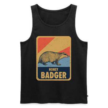 Honigdachs Retro - Männer Premium Bio Tank Top - Schwarz - Vorne - AI Model Male 178 light (178cm)