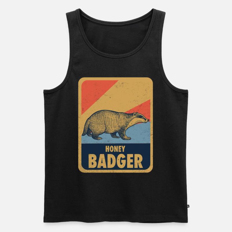 Honigdachs Retro - Männer Premium Bio Tank Top - Schwarz