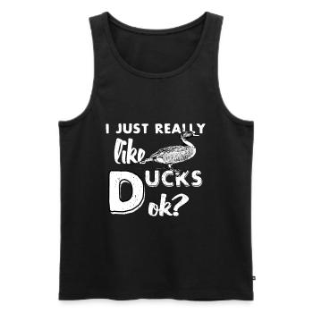 Duck pond ducks swim on the lake - Men's Premium Organic Tank Top - black - Front - AI Model Male 178 light (178cm)