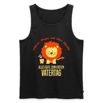Erster Vatertag - Löwe - Männer Premium Bio Tank Top - Schwarz - Vorne - Michal (187cm)