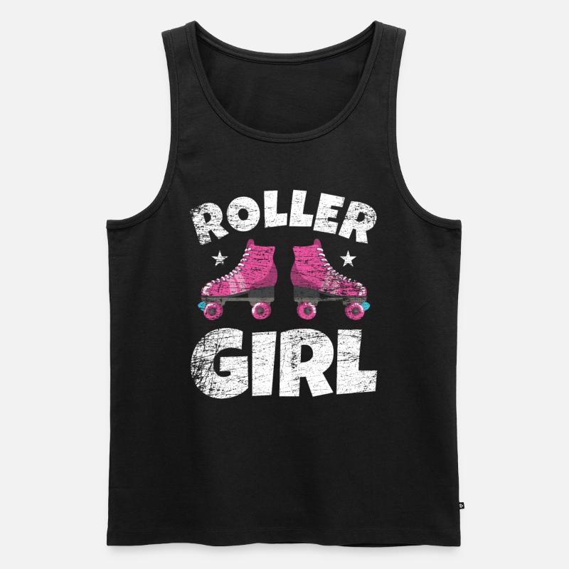Rollschuh Mädchen - Männer Premium Bio Tank Top - Schwarz