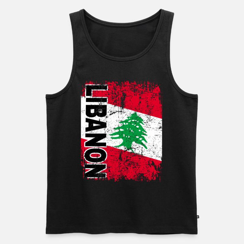 DRAPEAU LIBAN drapeau libanais grand rétro - Débardeur bio Premium Homme - noir