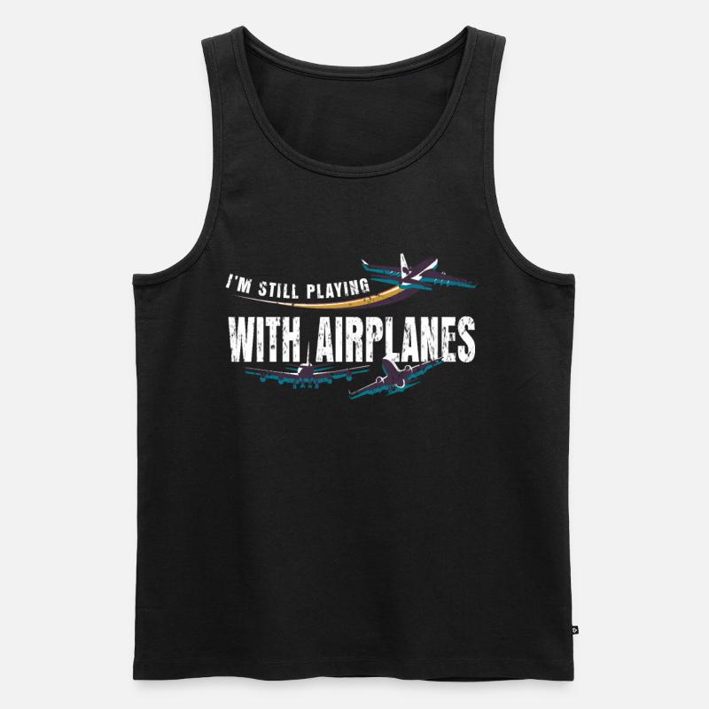 Flugzeug Pilot - Männer Premium Bio Tank Top - Schwarz