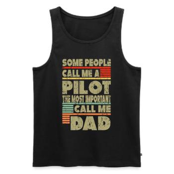 Pilot Papa Geschenk - Männer Premium Bio Tank Top - Schwarz - Vorne - AI Model Male 178 light (178cm)