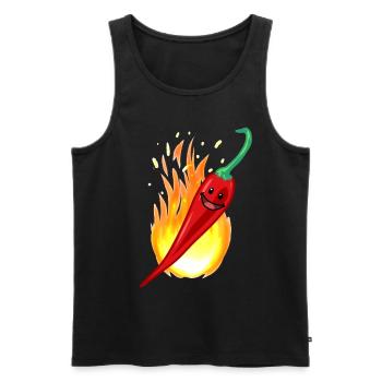 Peperoni Chilli Restaurant scharf Gewürz Speise - Männer Premium Bio Tank Top - Schwarz - Vorne - Michal (187cm)