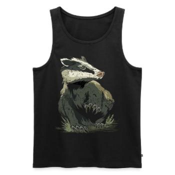 Miel Blaireau Miel Blaireau Forêt Animal Sauvage - Débardeur bio Premium Homme - noir - Devant - AI Model Male 178 light (178cm)