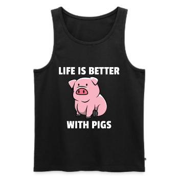 Cochon cochon truie Sweet Love Farmer Gift - Débardeur bio Premium Homme - noir - Devant - Michal (187cm)