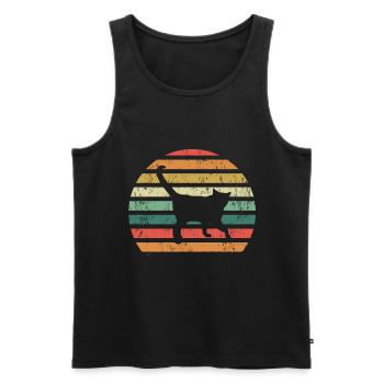 Katze Retro - Männer Premium Bio Tank Top - Schwarz - Vorne - AI Model Male 178 light (178cm)