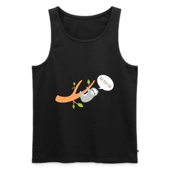 Sloth Lazy Tired Tree Hanging Funny - Men's Premium Organic Tank Top - black - Front - AI Model Male 178 light (178cm)