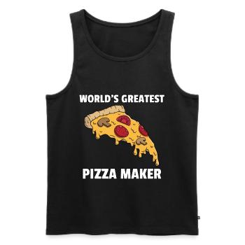 Pizza Pizzer Pizzeria Italien Salami Käse Geschenk - Männer Premium Bio Tank Top - Schwarz - Vorne - AI Model Male 178 light (178cm)