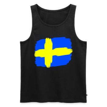 Drapeau suédois Idée cadeau Suède - Débardeur bio Premium Homme - noir - Devant - Michal (187cm)