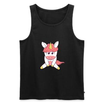 Angry Unicorn Wütendes Einhorn - Men's Premium Organic Tank Top - black - Front - Michal (187cm)