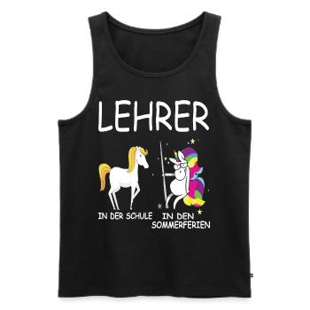 Lustiges Lehrer Lehrerin Schule Einhorn Geschenk - Männer Premium Bio Tank Top - Schwarz - Vorne - Michal (187cm)