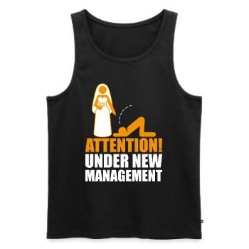 Junggesellenabschied under new management Hochzeit - Men's Premium Organic Tank Top - black - Front - AI Model Male 178 light (178cm)
