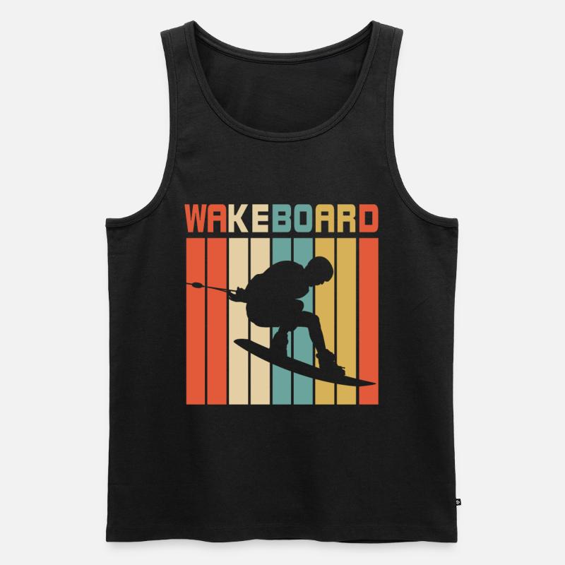 Wakeboarding Retro - Männer Premium Bio Tank Top - Schwarz
