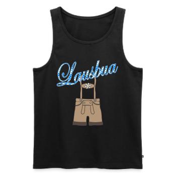 Lausbua with leather pants - Men's Premium Organic Tank Top - black - Front - AI Model Male 178 light (178cm)