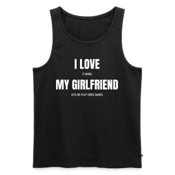 I Love It When My Girlfriend Lets Me Play Vidéo ! - Débardeur bio Premium Homme - noir - Devant - Michal (187cm)