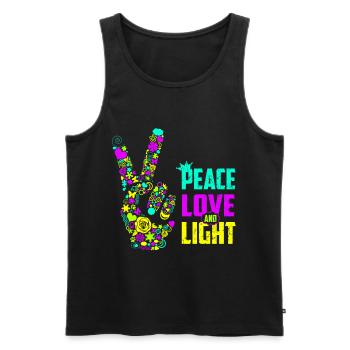 Peace Love Light Handzeichen Friedenssymbol Neon - Männer Premium Bio Tank Top - Schwarz - Vorne - AI Model Male 178 light (178cm)