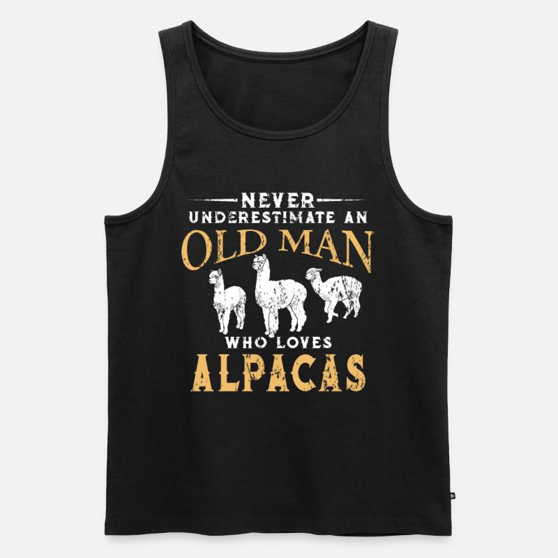 Alpaka Alter Mann - Männer Premium Bio Tank Top - Schwarz