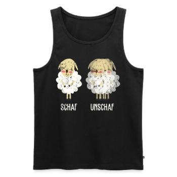 Schaf Unschaf retro - Männer Premium Bio Tank Top - Schwarz - Vorne - AI Model Male 178 light (178cm)