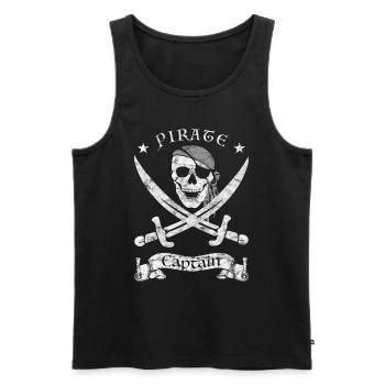 Pirate capitaine pirate capitaine crâne pirate - Débardeur bio Premium Homme - noir - Devant - AI Model Male 178 light (178cm)