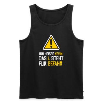 My name is Kevin - Men's Premium Organic Tank Top - black - Front - AI Model Male 178 light (178cm)