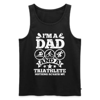 Triathlon Papa Vater - Männer Premium Bio Tank Top - Schwarz - Vorne - Michal (187cm)