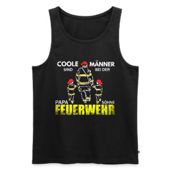 Cool Firefighters Vintage Fireman Father Retro - Men's Premium Organic Tank Top - black - Front - AI Model Male 178 light (178cm)
