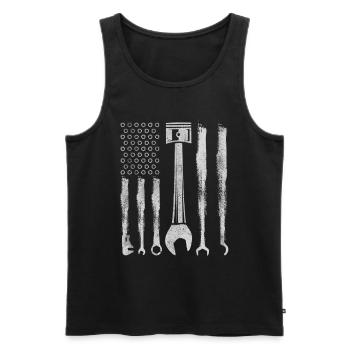 Outil de tournevis Mécanicien US Cars USA - Débardeur bio Premium Homme - noir - Devant - Michal (187cm)