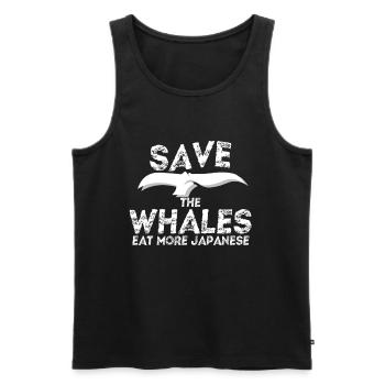 Sauvages baleines mangent plus de cadeau japonais - Débardeur bio Premium Homme - noir - Devant - AI Model Male 178 light (178cm)