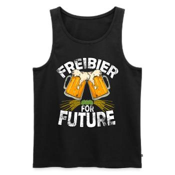 Fridays for Future Parodie / Freibier for future - Männer Premium Bio Tank Top - Schwarz - Vorne - Michal (187cm)