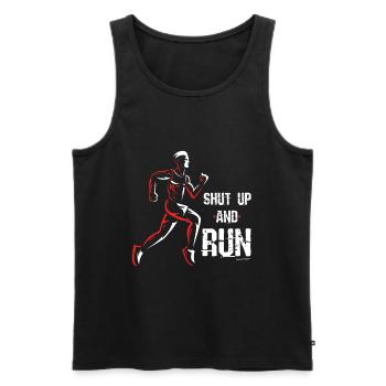 Cadeau de motivation ou de jogging cool pour Shut Up And Run - Débardeur bio Premium Homme - noir - Devant - AI Model Male 178 light (178cm)