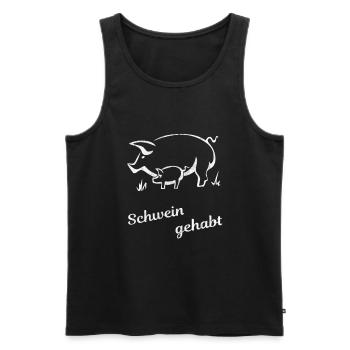 Schwein gehabt | Glück Geschenk - Männer Premium Bio Tank Top - Schwarz - Vorne - AI Model Male 178 light (178cm)