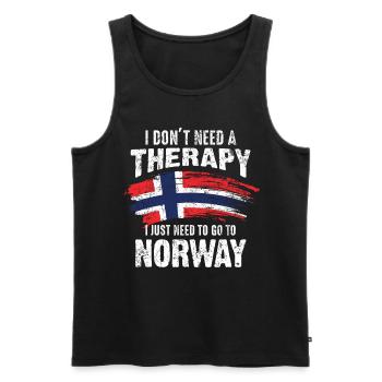 Cadeau de voyage de vacances de thérapie de pays de Norvège - Débardeur bio Premium Homme - noir - Devant - AI Model Male 178 light (178cm)