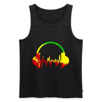 Cadeau de casque Reggae Music Africa Rasta - Débardeur bio Premium Homme - noir - Devant - Michal (187cm)