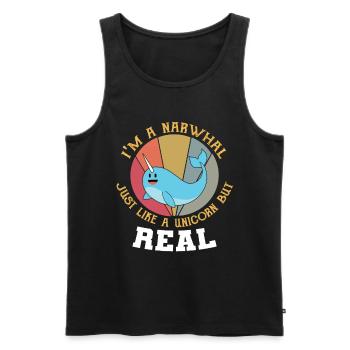 Narwhal T-shirt I am a narwhal like a unicorn - Men's Premium Organic Tank Top - black - Front - Michal (187cm)