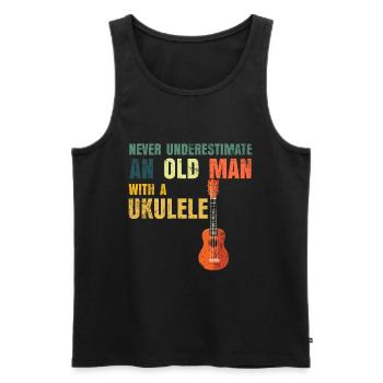 Ukulele vieux papa papa cadeau - Débardeur bio Premium Homme - noir - Devant - Michal (187cm)