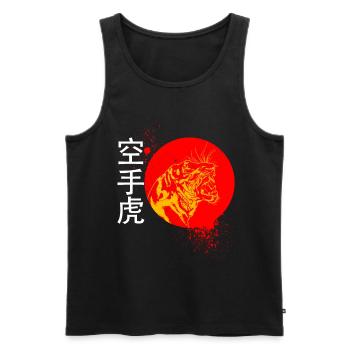 Karate und ein Tiger mit Japanischen Symbolen - Männer Premium Bio Tank Top - Schwarz - Vorne - AI Model Male 178 light (178cm)