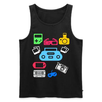 90s 90s party 90s fashion 90s outfit - Men's Premium Organic Tank Top - black - Front - AI Model Male 178 light (178cm)