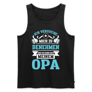 Benehmen aber ich komme nach meinem Opa - Männer Premium Bio Tank Top - Schwarz - Vorne - Michal (187cm)