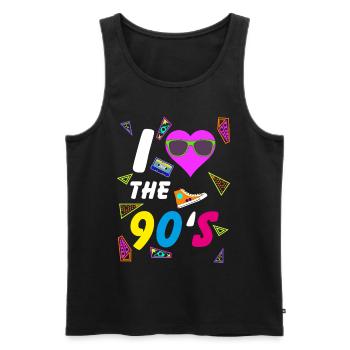 90s Love Mixtape Turnschuh Kostüm bunte Farben - Männer Premium Bio Tank Top - Schwarz - Vorne - AI Model Male 178 light (178cm)