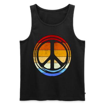 Peace Retro Vintage Frieden Love Bewegung 60er 68 - Männer Premium Bio Tank Top - Schwarz - Vorne - Michal (187cm)