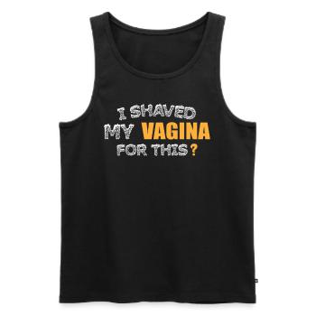J'ai rasé mon vagin pour ça? - Débardeur bio Premium Homme - noir - Devant - AI Model Male 178 light (178cm)