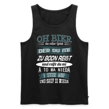 Bayrischer Bierspruch - Mundart Dialekt - Männer Premium Bio Tank Top - Schwarz - Vorne - Michal (187cm)